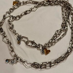 Chic Silver Heart Necklace with Gold Heart Charms Accents NWOT